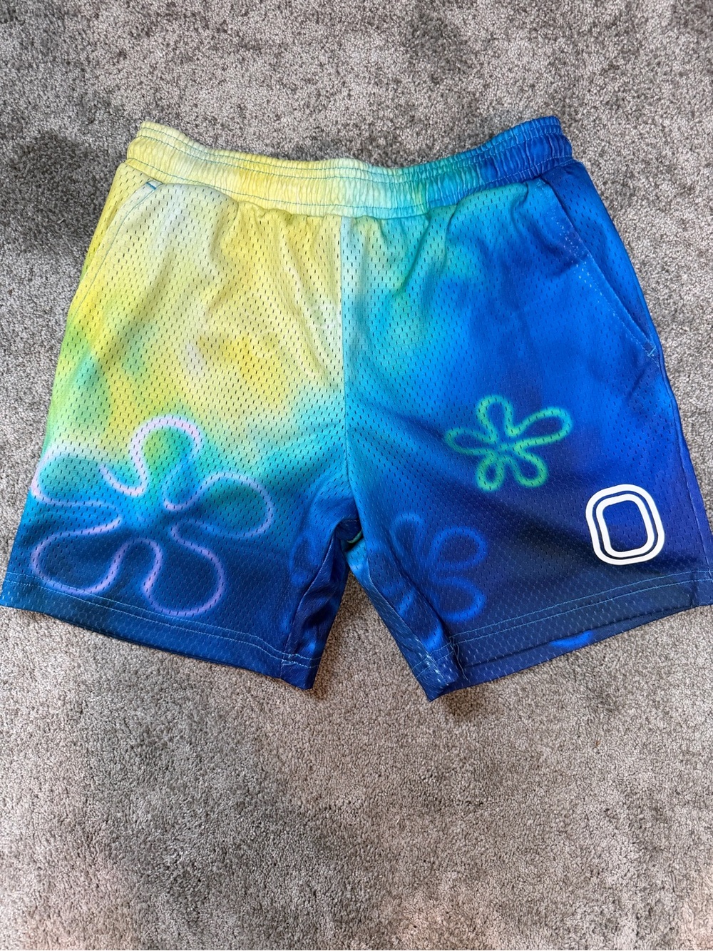 Overtime SpongeBob themed Kids Gradient Blue & Yellow Athletic Mesh Shorts